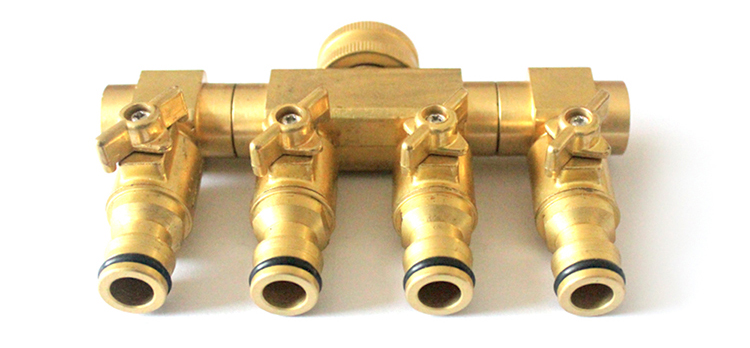 Duty латунь 4 Way Hose Manifold Hose Pipe Adapter